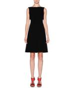 Sleeveless Overlay Fit-&-flare Dress, Black