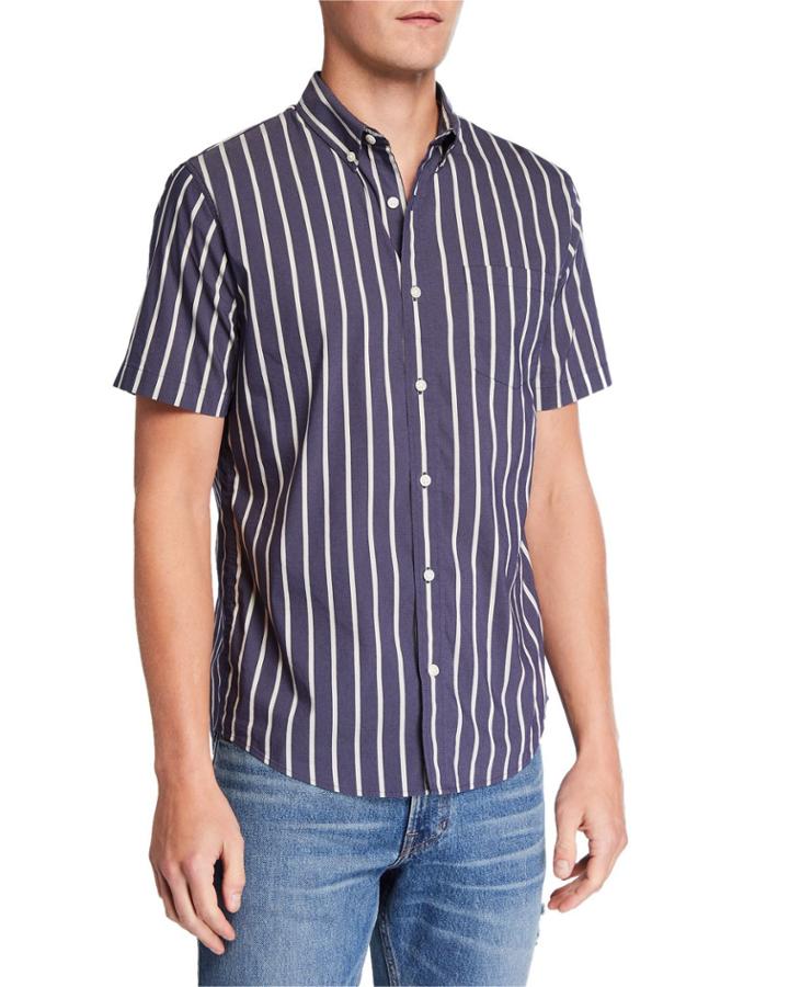 Men's Short-sleeve Column Striped
