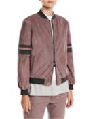 Suede Zip-front Bomber Jacket With