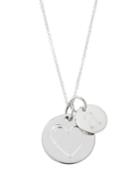 Sterling Silver Lowercase Block Initial & Heart Charm Necklace