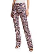 Animal-print Straight-leg Jeans