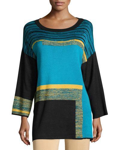 3/4-sleeve Graphic-print Tunic,