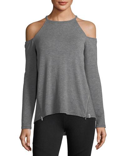 Cold-shoulder Zip-detail Top