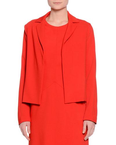Notch-collar Open-front Jacket, Red