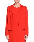 Notch-collar Open-front Jacket, Red