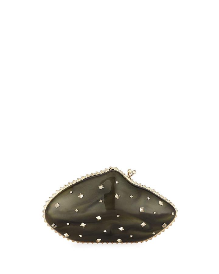 Rockstud Plexiglas Minaudiere Clutch Bag