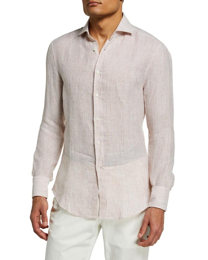 Men's Slim-fit Narrow Stripe Linen