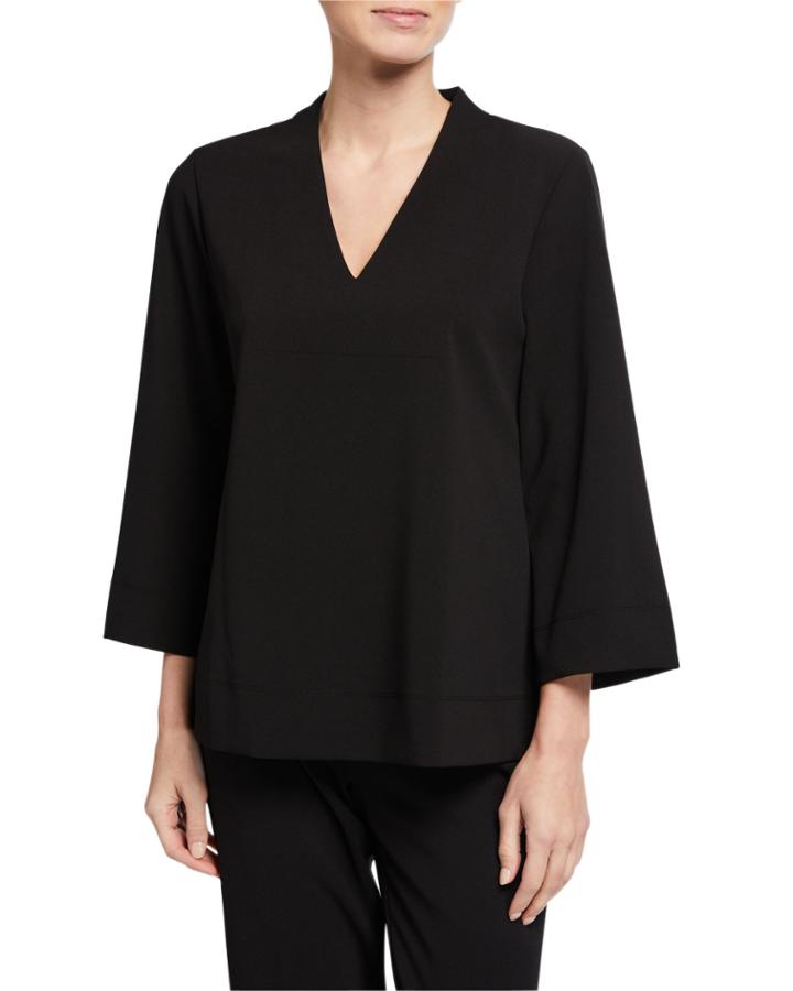 V-neck Long-sleeve Knit Tunic