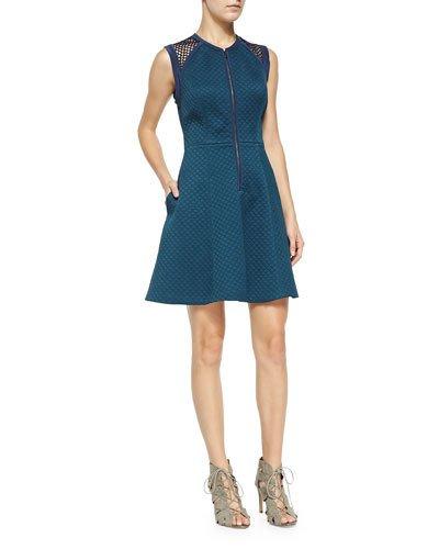 Sleeveless Quilted Zip-front Dress