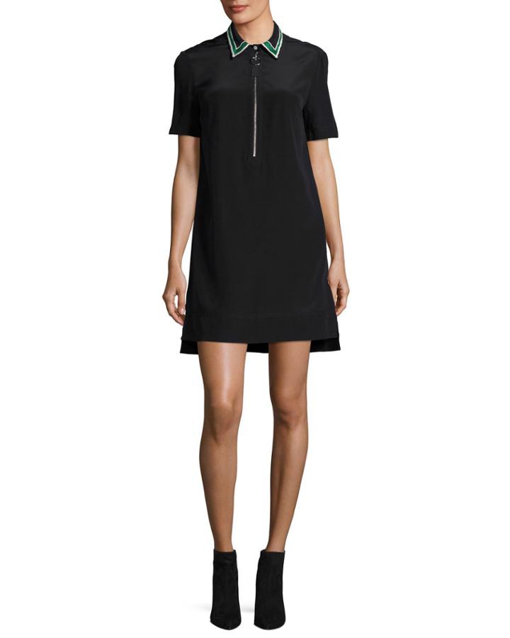 Short-sleeve Half-zip Silk