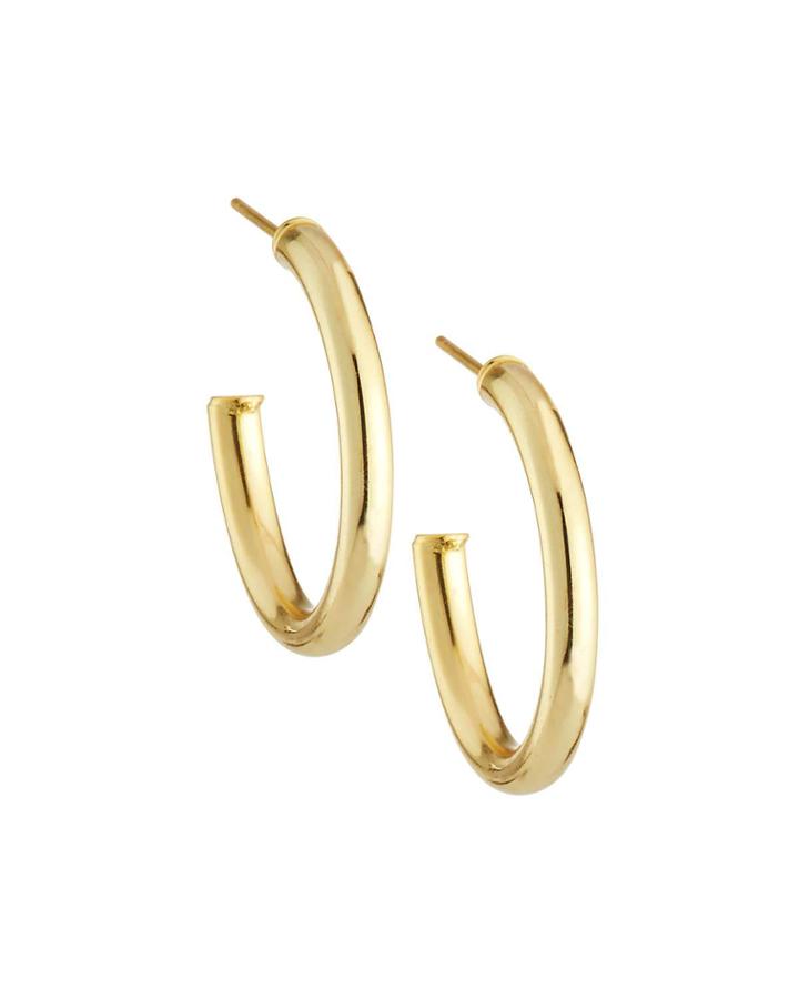 Tubular Hoop Earrings, Gold,