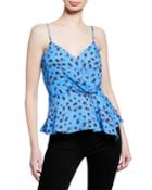 Kirsten Floral-print Spaghetti-strap Asymmetric Peplum Top