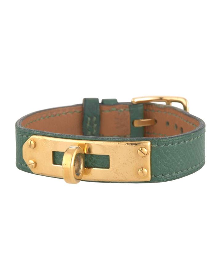 Estate Courchevel Kelly Leather Bracelet, Green