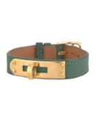 Estate Courchevel Kelly Leather Bracelet, Green