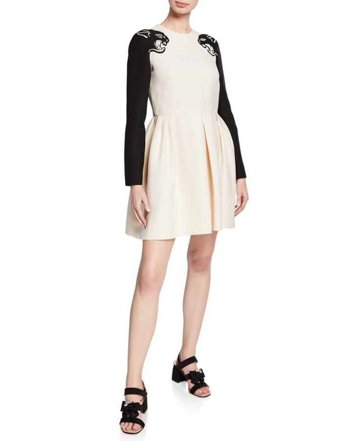 Statement-sleeve Fit-and-flare Dress
