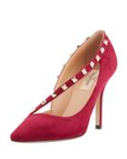 Asymmetric Suede Rockstud Pump