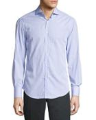 Grid-print Slim-fit Sport Shirt, Pale Blue