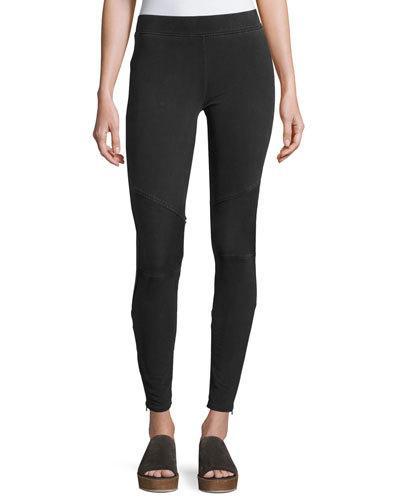 Mid-rise Moto Leggings, Black