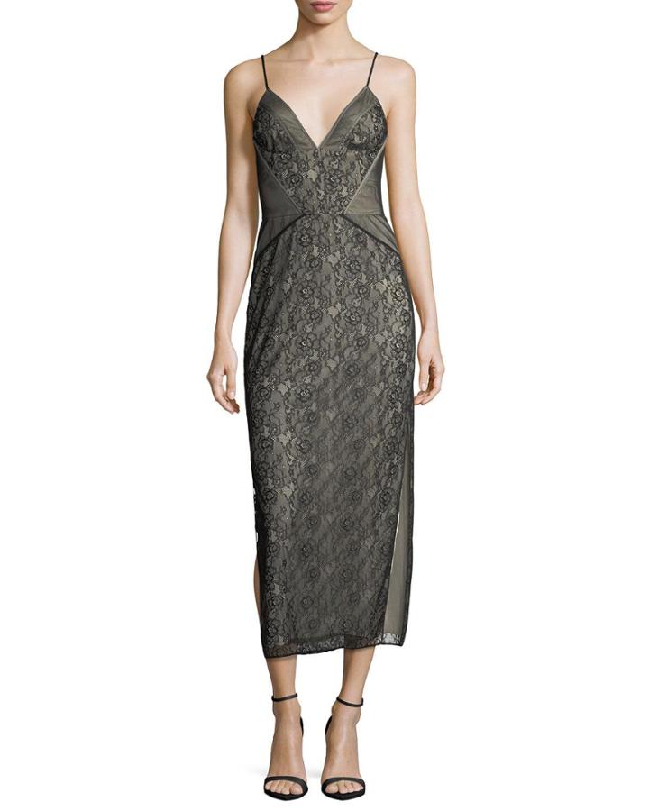 Tess V-neck Sleeveless Floral-lace Cocktail Dress