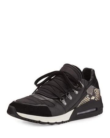 Malcom Snake-print Sneaker, Black/stone