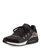 Malcom Snake-print Sneaker, Black/stone