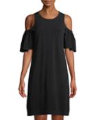 Cold-shoulder Flutter-sleeve A-line Dress