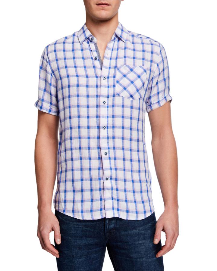 Men's Check-print Linen