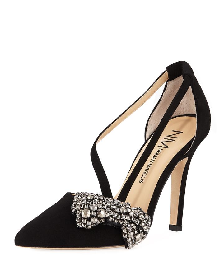 Flanna Pumps With Jeweled Bow Embellishment