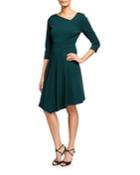 Asymmetric Pleated Fit-&-flare Dress