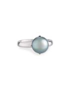 14k White Gold Clawed 10mm Pearl Ring,