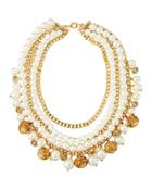 Multi-row Simulated Pearl Statement Necklace
