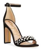 Yoshi Studded Suede Ankle-strap