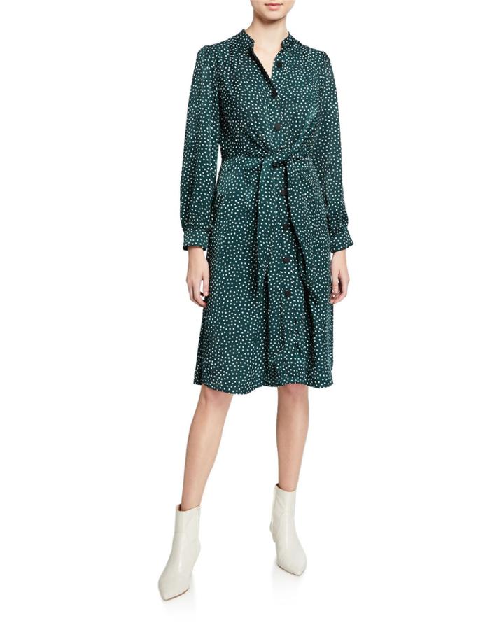 Tie-front Polka Dot Dress