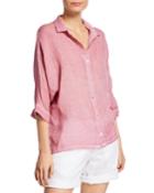 3/4-sleeve Linen-front Jersey Back