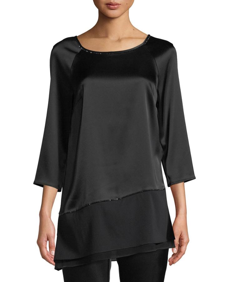 Liquid Satin Asymmetric Blouse