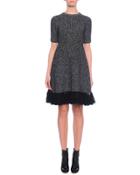 Jewel-neck Cashmere Dress W/fringe Hem