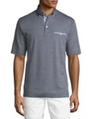 Button-down Plaid-trimmed Polo