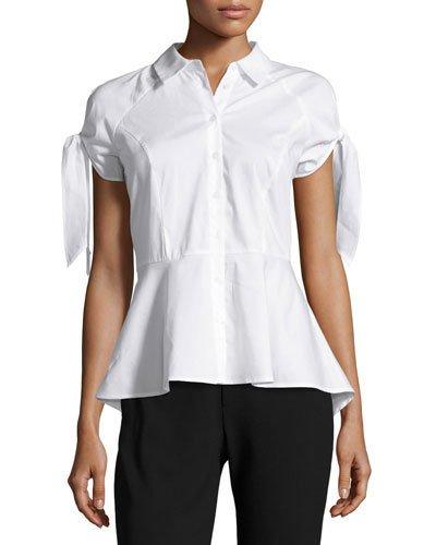 Cold-shoulder Tie-sleeve Peplum