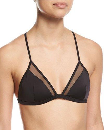 Ollie Mesh-inset Triangle Swim Top, Black