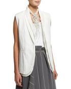 One-button Paillette Vest, White