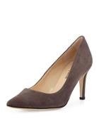 Cissy Pointed-toe Suede Pump, Gray