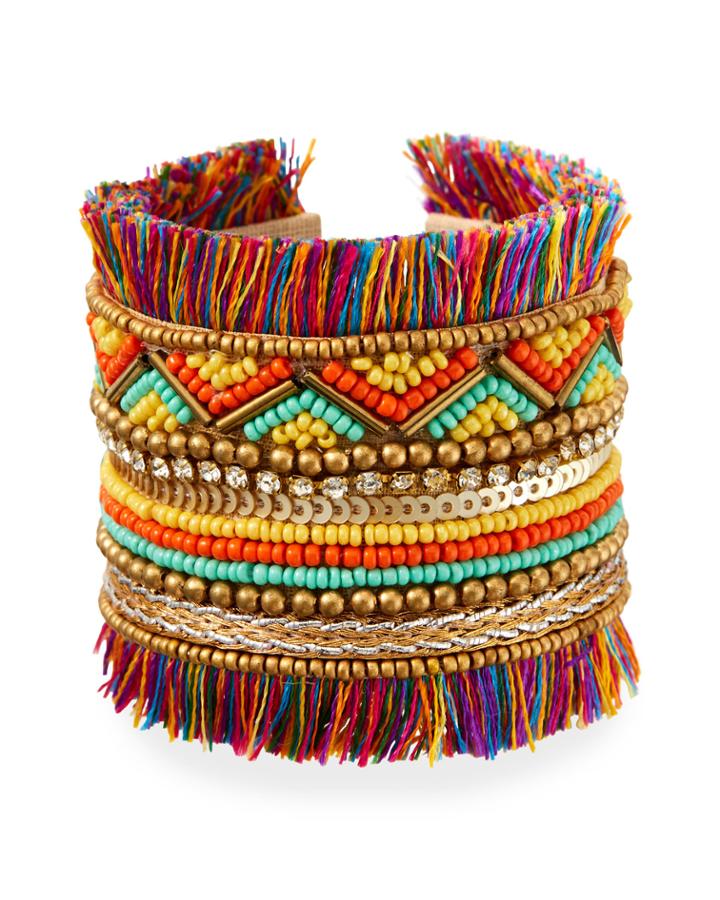 Multi-bead Fringe Cuff,
