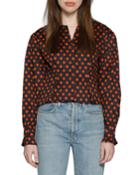 Eliana Polka-dot Button-down Fitted Top