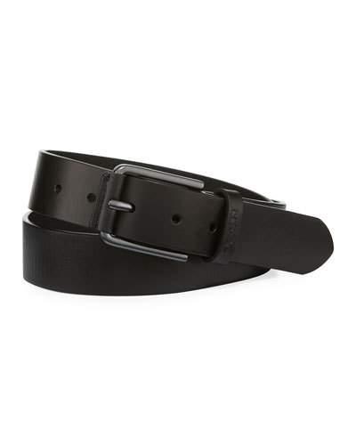 Leather Wrap Buckled Belt, Black