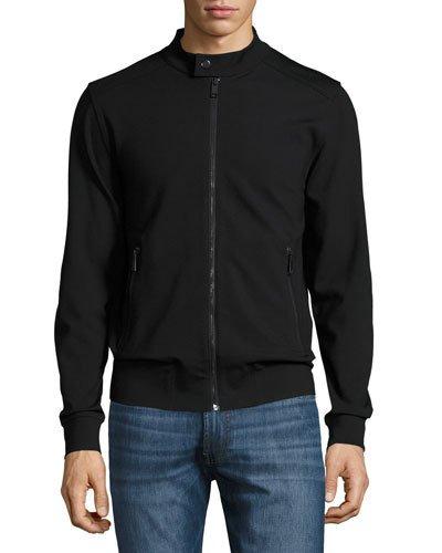 Tab-collar Zip-front Jacket, Black