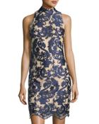 Mesh & Lace Mock-neck