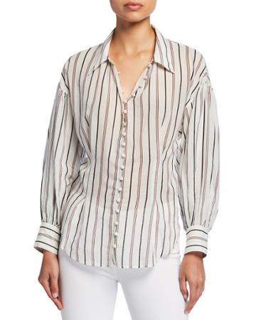 Minya Striped Button-down Blouse