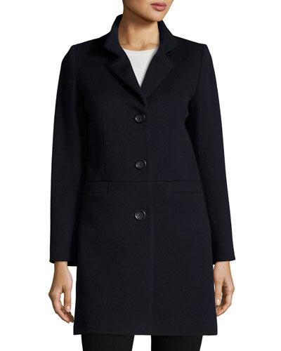 Wool-blend Long Coat, Navy