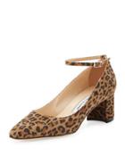 Listony Printed Suede Ankle-strap Pump,