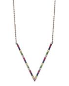 14k Electric Multi-sapphire V Pendant Necklace
